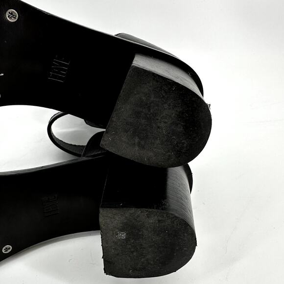 FRYE Brielle Back-Zip Sandal Italian Leather Strap Block Heels Open Toe Black 11 - Picture 7 of 8